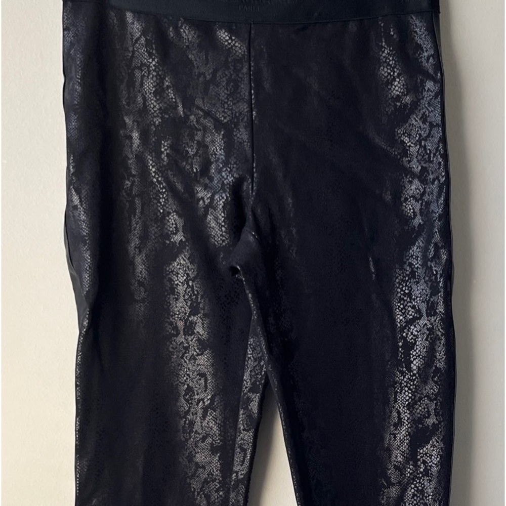 Karl Lagerfeld Paris Leggings Pants Snake Print Black Faux Leather XS